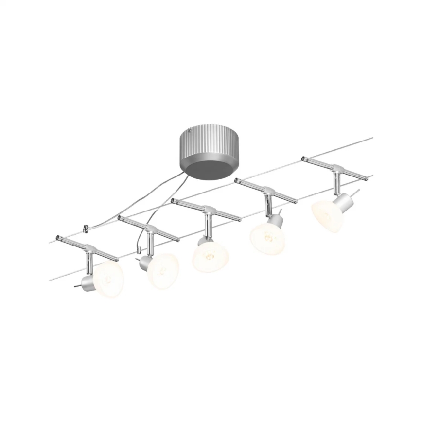 Paulmann 94136 - KOMPLEKTS 5xGU5,3/10W Pilna kabeļu sistēma SHEELA 230V spīdīgs hroms