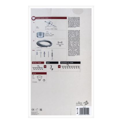 Paulmann 94152 - KOMPLEKTS 7xGU5,3/10W Starmetis auklu sistēmai MAC 230V matēts hroms