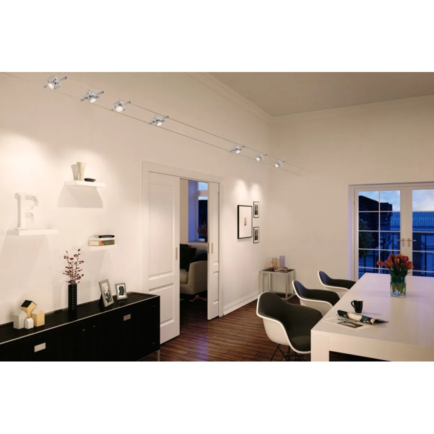 Paulmann 94152 - Komplekts 7xGU5,3/10W Pilna MAC trošu sistēma 230V matēts hroms