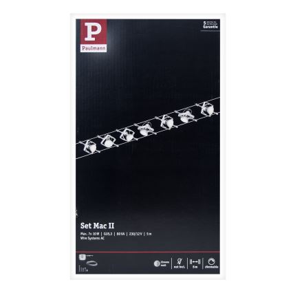 Paulmann 94152 - Komplekts 7xGU5,3/10W Pilna MAC trošu sistēma 230V matēts hroms