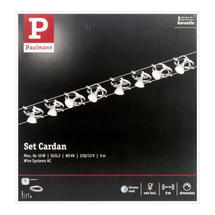 Paulmann 94153 - KOMPLEKTS 8xGU5,3/10W Starmetis auklu sistēmai CARDAN 230V