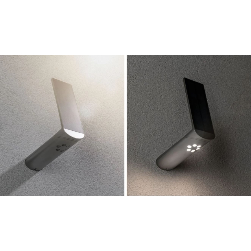 Paulmann 94261 - LED/1,2W IP44 Saules enerģijas sienas gaismeklis ar sensoru ILIAS 3,7V