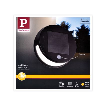 Paulmann 94265 - LED/3W IP44 Āra saules baterijas gaismeklis ar sensoru HELENA 3,7V