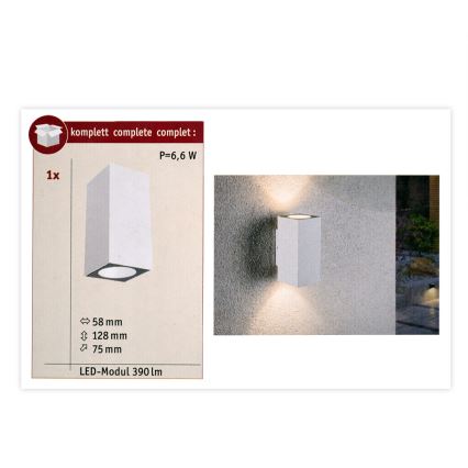 Paulmann 94330 - 2xLED/2,8W IP44 Āra sienas gaismeklis FLAME 230V balts