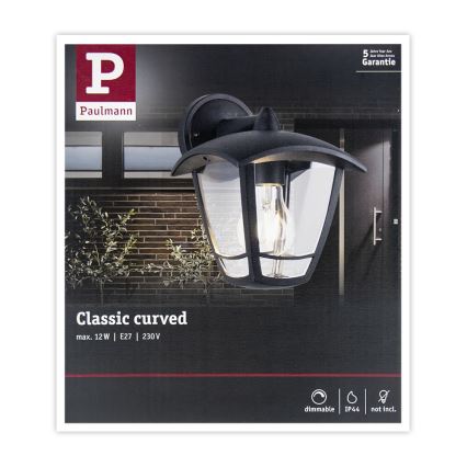 Paulmann 94392 - 1xE27/12W IP44 Āra sienas lampa CLASSIC 230V