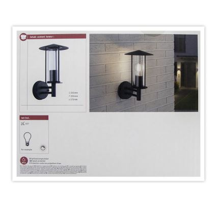 Paulmann 94398 - 1xE27/60W IP44 Āra sienas lampa CLASSIC 230V