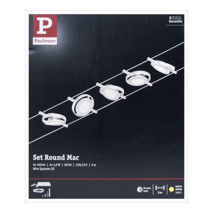 Paulmann 94414 - KOMPLEKTS 5xLED/4,5W Starmetis auklu sistēmai ROUNDMAC 230V spīdīgi hromēts