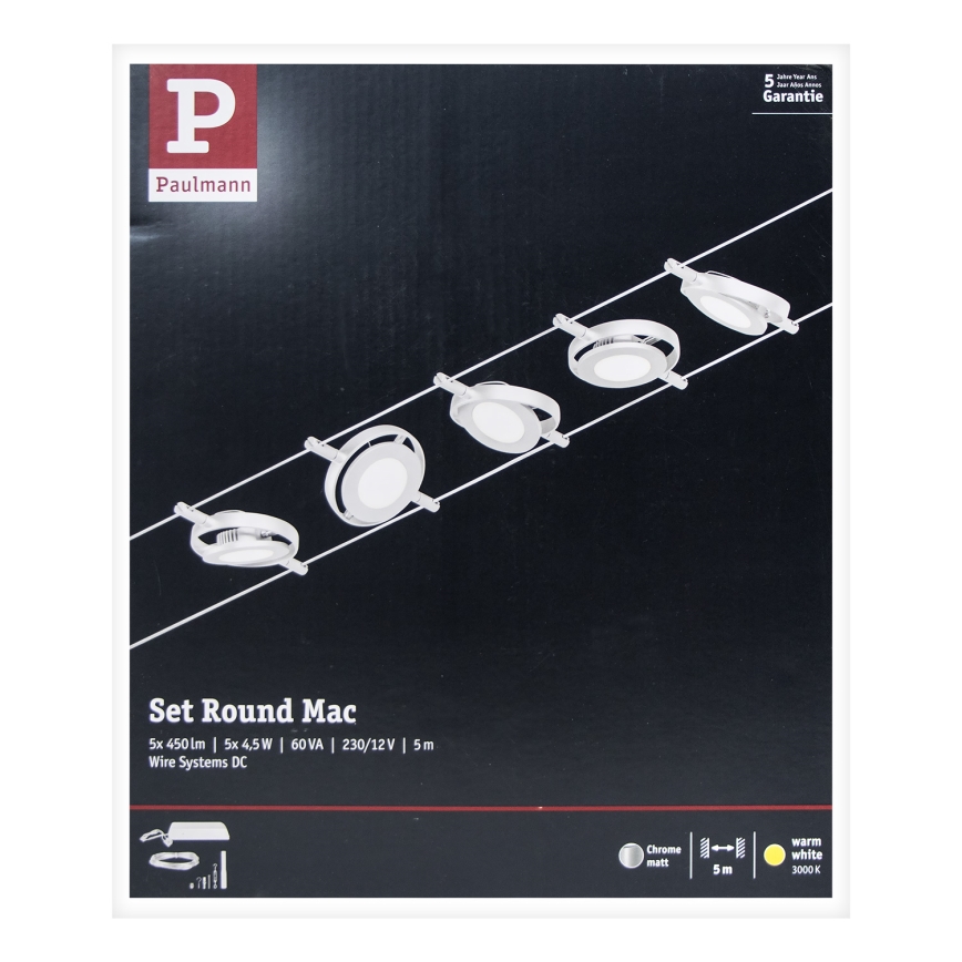 Paulmann 94414 - KOMPLEKTS 5xLED/4,5W Starmetis auklu sistēmai ROUNDMAC 230V spīdīgi hromēts