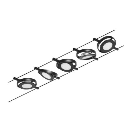 Paulmann 94418 - komplekts 5xLED/4,5W pilnīga ROUNDMAC 230V kabeļu sistēma, melna