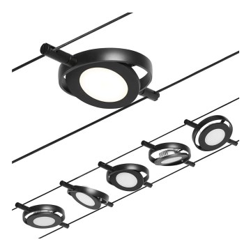 Paulmann 94418 - KOMPLEKTS 5xLED/4,5W Starmetis sliežu sistēmai ROUNDMAC 230V melns