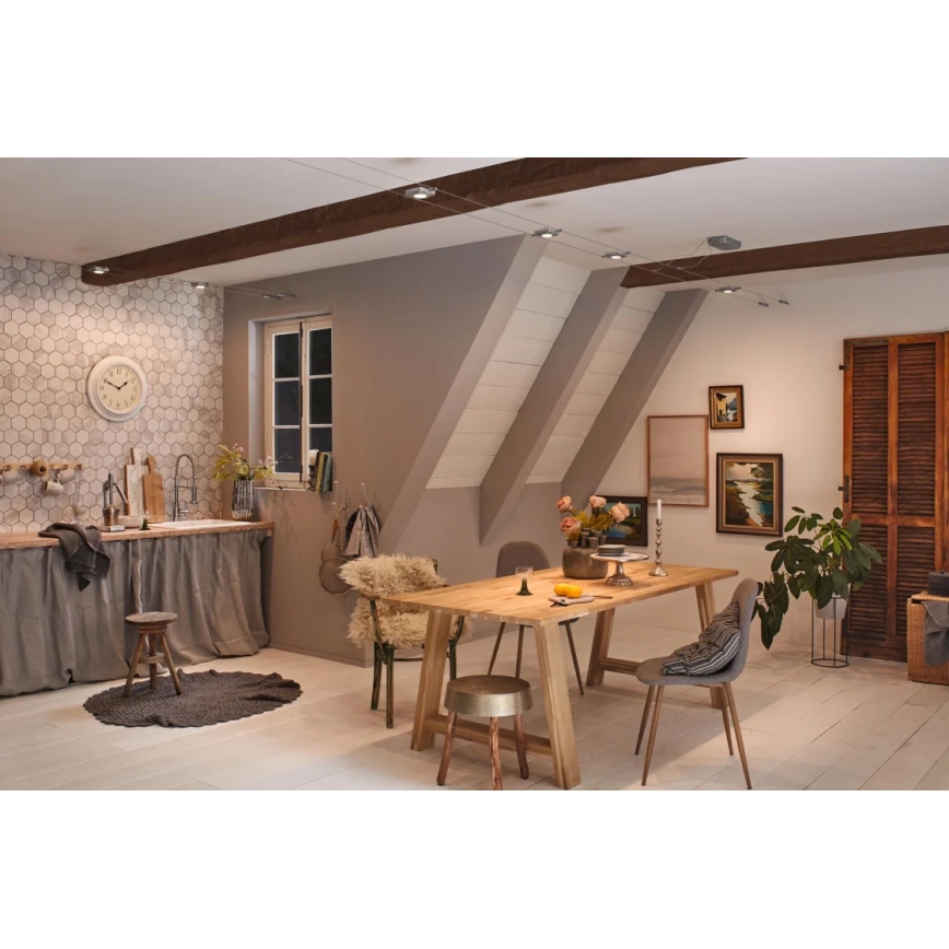 Paulmann 94420 - KOMPLEKTS 5xLED/4,5W Pilnīga trošu sistēma MAC 230V matēts hroms