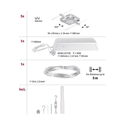 Paulmann 94420 - KOMPLEKTS 5xLED/4,5W Starmetis sliežu sistēmai MAC 230V matēts hroms