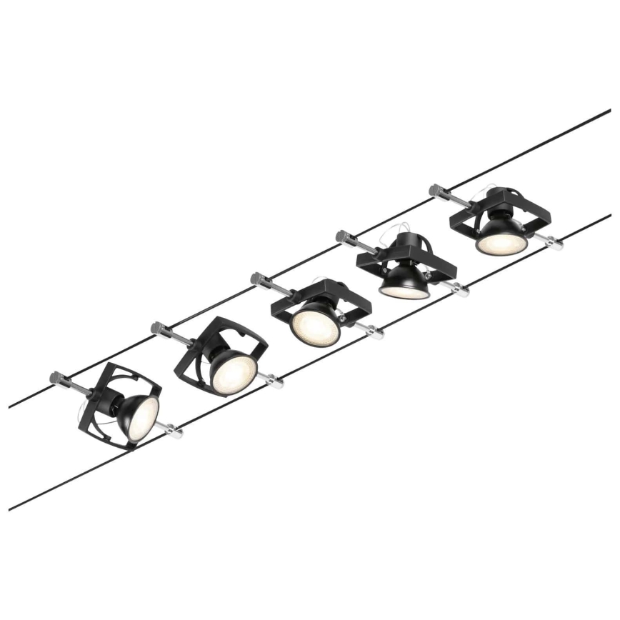 Paulmann 94434 - KOMPLEKTS 5xGU5,3/10W Līnijas sistēmas prožektors MAC 230V melns
