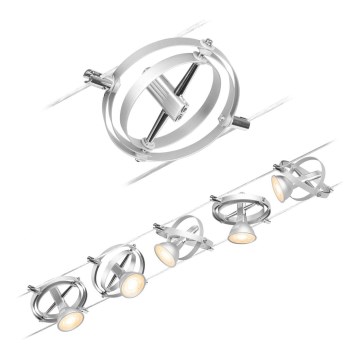 Paulmann 94436 - 5x GU5,3/10W komplekts, pilnīgs CARDAN kabeļu sistēmas risinājums 230 V, matēts hroms