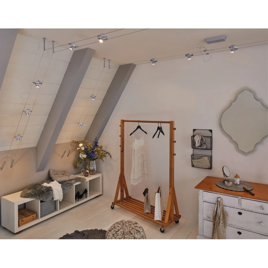 Paulmann 94437 - 1xGU5,3/10W Virziena gaismeklis trošu sistēmai CARDAN 12V matēts hroms