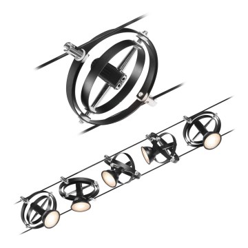 Paulmann 94440 - Komplekts 5xGU5,3/10W, pilna CARDAN kabeļu sistēma 230V, melna