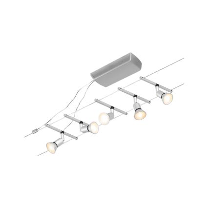 Paulmann 94442 - Komplekts 5xGU5,3/10W: SALT kabeļu sistēma 230V, matēts hroms