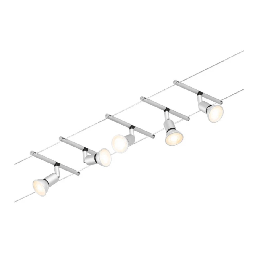 Paulmann 94442 - Komplekts 5xGU5,3/10W: SALT kabeļu sistēma 230V, matēts hroms