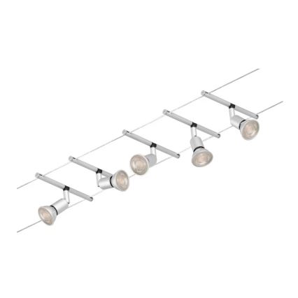 Paulmann 94442 - Komplekts 5xGU5,3/10W: SALT kabeļu sistēma 230V, matēts hroms