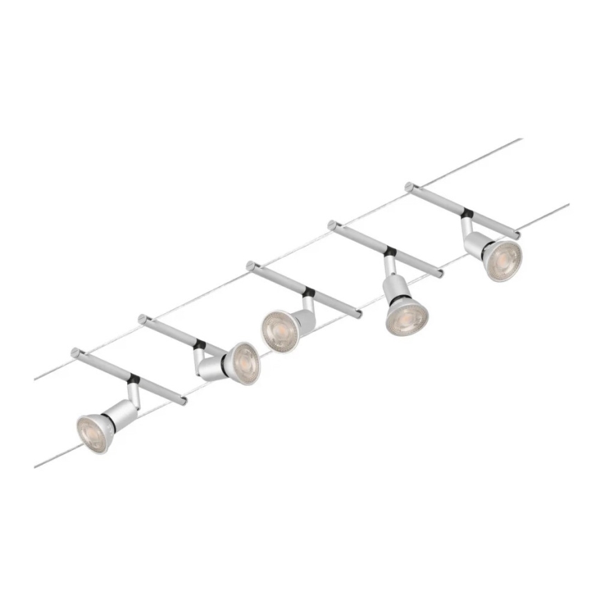 Paulmann 94442 - Komplekts 5xGU5,3/10W: SALT kabeļu sistēma 230V, matēts hroms