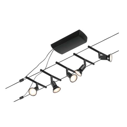 Paulmann 94446 - komplekts 5xGU5,3/10W, pilna SALT trošu sistēma 230V, melna