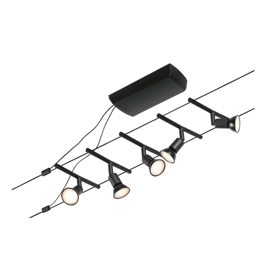 Paulmann 94446 - komplekts 5xGU5,3/10W, pilna SALT trošu sistēma 230V, melna