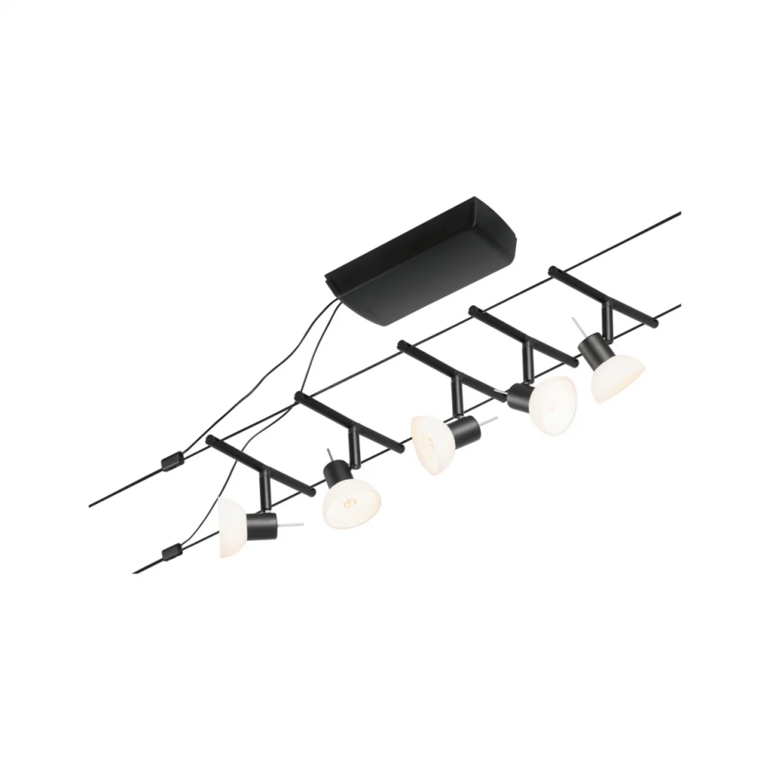 Paulmann 94450 – SHEELA pilns trošu apgaismojuma komplekts, 5x GU5,3/10W, 230V, melns