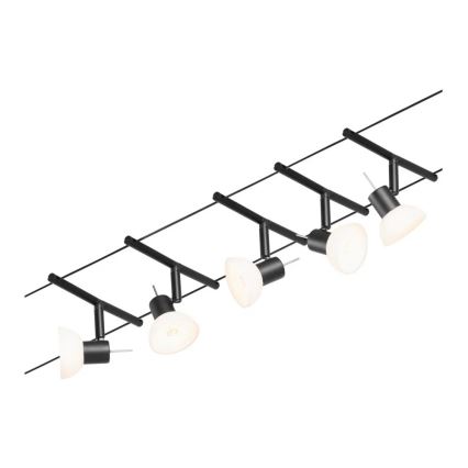 Paulmann 94450 – SHEELA pilns trošu apgaismojuma komplekts, 5x GU5,3/10W, 230V, melns