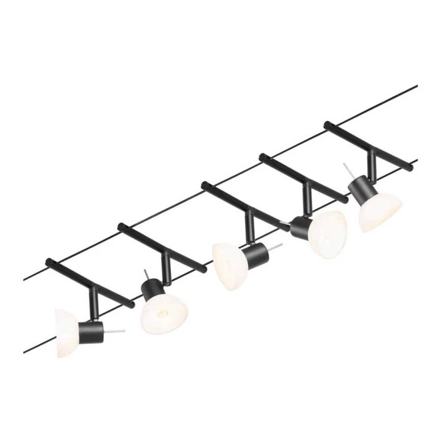 Paulmann 94450 – SHEELA pilns trošu apgaismojuma komplekts, 5x GU5,3/10W, 230V, melns