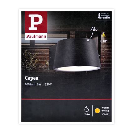 Paulmann 94452 - LED/6W IP44 Āra sienas gaismeklis CAPEA 230V