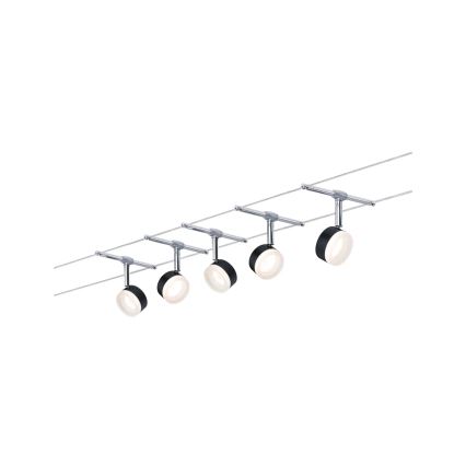 Paulmann 94457 - Komplekts 5xLED/4W, pilnīga kabeļu sistēma CLEAR, 230V, melns/spīdīgs hroms