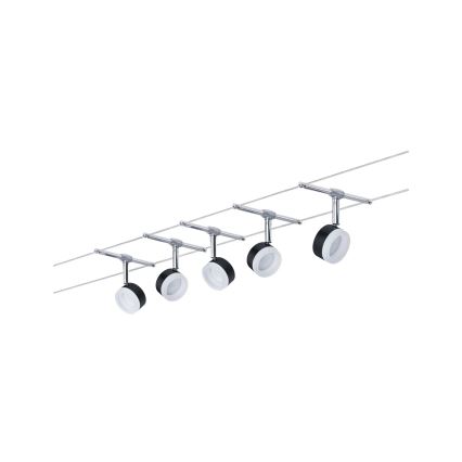 Paulmann 94457 - Komplekts 5xLED/4W virziena gaismekļiem kabeļu sistēmai CLEAR 230V melns/spīdīgs hroms