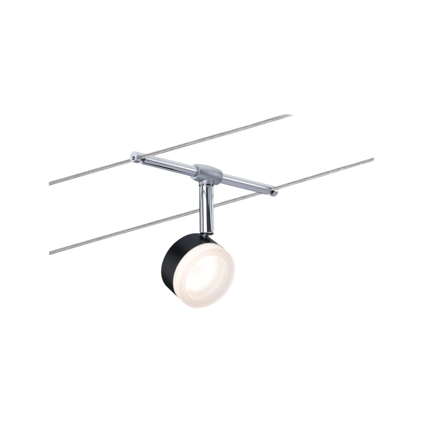 Paulmann 94457 - Komplekts 5xLED/4W virziena gaismekļiem kabeļu sistēmai CLEAR 230V melns/spīdīgs hroms