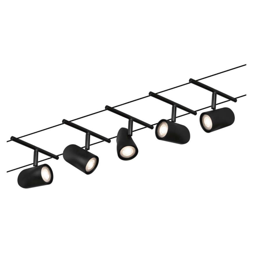 Paulmann 94469 - Komplekts 5xGU5,3/10W Pilnīga kabeļu sistēma CUP 230V melna