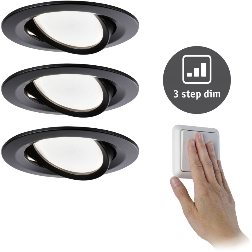 Paulmann 94472 - KOMPLEKTS 3xLED/6W IP23 Aptumšojama vannas istabas iegremdējama lampa NOVA 230V