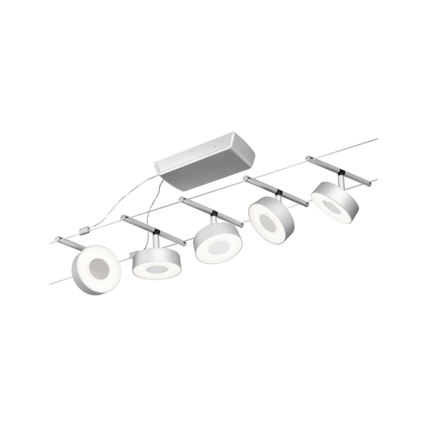 Paulmann 94475 - komplekts 5xLED/5W pilnīga kabeļu sistēma CIRCLE 230V matēts hroms