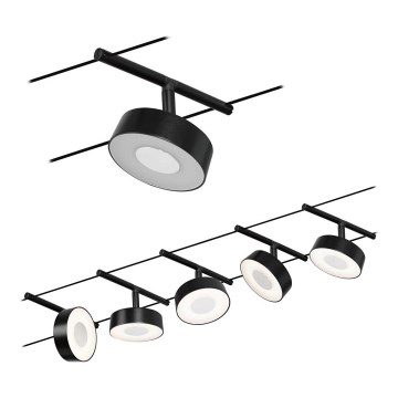 Paulmann 94479 - komplekts 5xLED/5W, pilnīga CIRCLE kabeļu sistēma 230V, melna