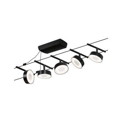 Paulmann 94479 - komplekts 5xLED/5W, pilnīga CIRCLE kabeļu sistēma 230V, melna