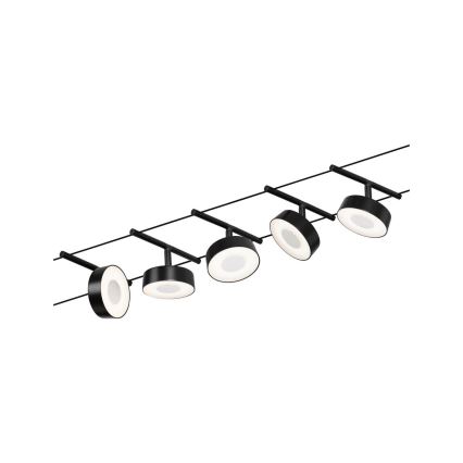 Paulmann 94479 - komplekts 5xLED/5W, pilnīga CIRCLE kabeļu sistēma 230V, melna