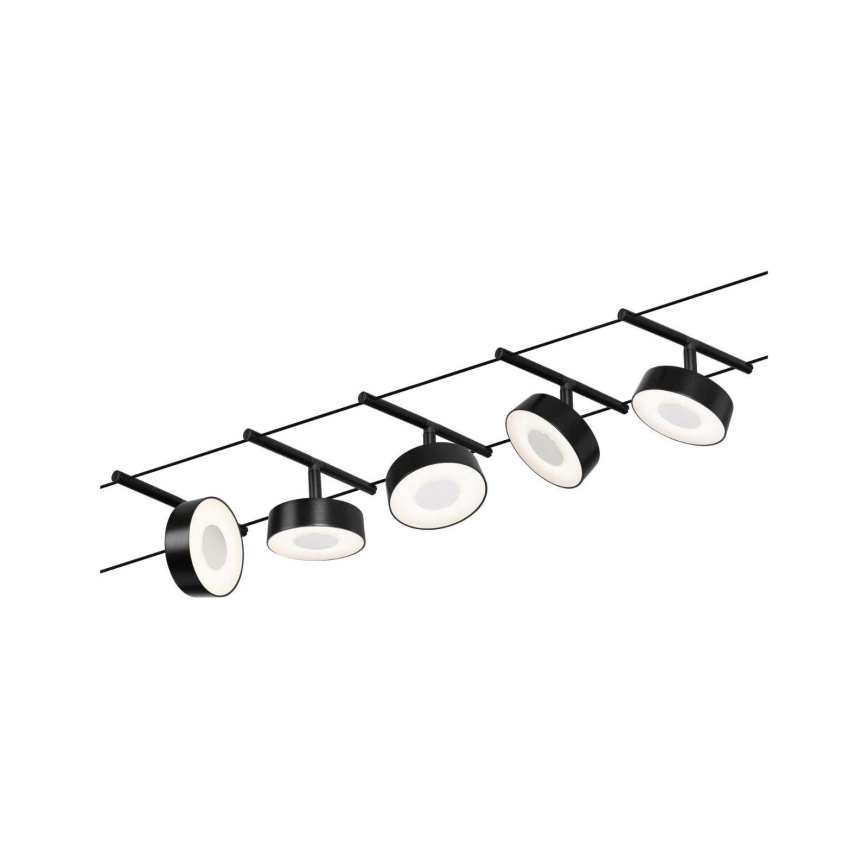 Paulmann 94479 - komplekts 5xLED/5W, pilnīga CIRCLE kabeļu sistēma 230V, melna