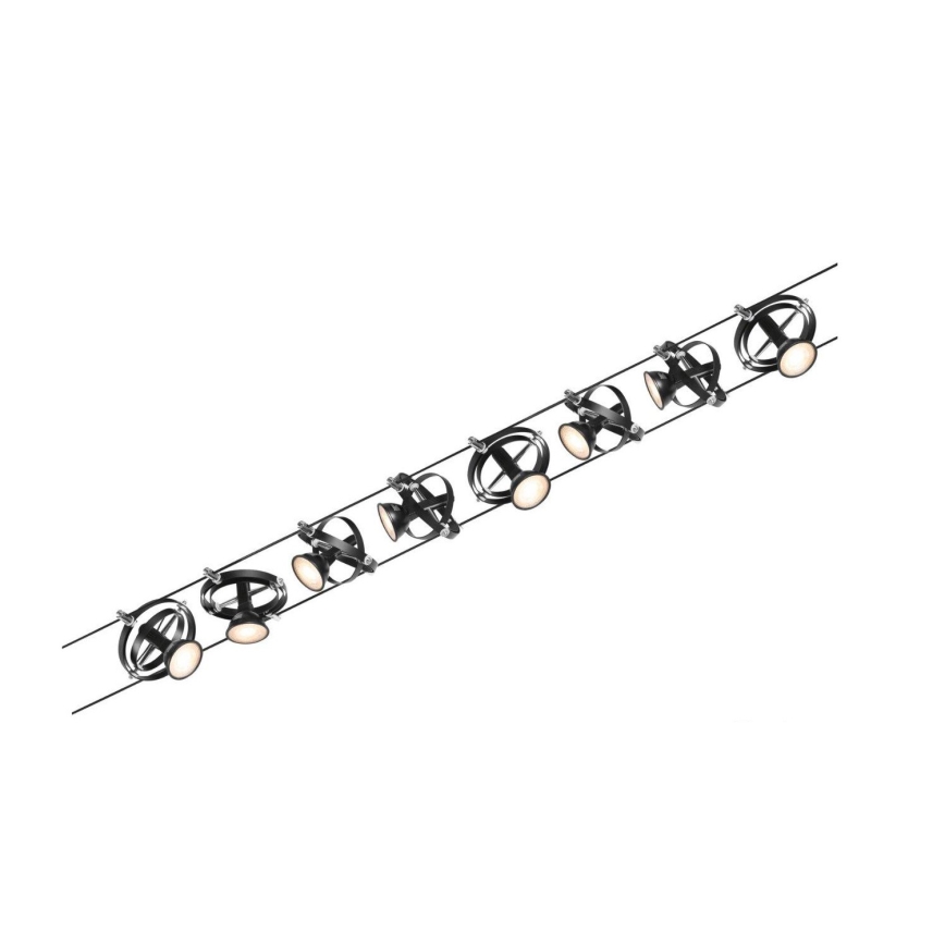 Paulmann 94494 - KOMPLEKTS 8xGU5,3/7,5W Starmetis sliežu sistēmai CARDAN 230V melns