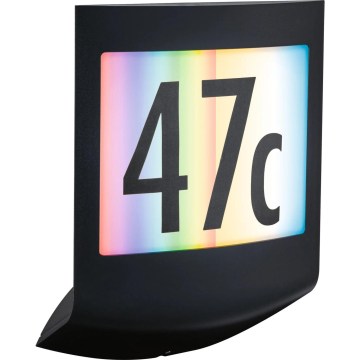 Paulmann 94513 - RGBW LED/8,2W IP44 Ar regulējamu spilgtumu apgaismota mājas numura plāksne ar kustības un krēslas sensoru PADEA 230V antracīts