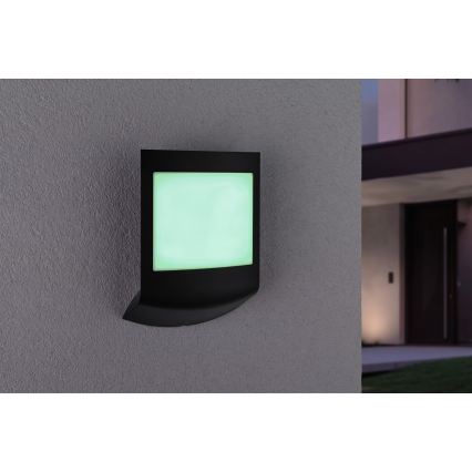 Paulmann 94513 - RGBW LED/8,2W IP44 Regulējams āra sienas gaismeklis ar kustības un krēslas sensoru PADEA 230V antracīts
