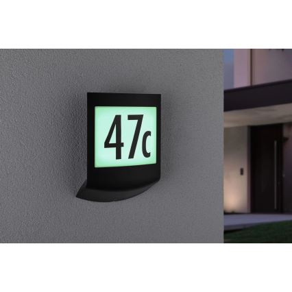 Paulmann 94513 - RGBW LED/8,2W IP44 Apgaismota mājas numura plāksne ar regulējamu spilgtumu un krēslas sensoru PADEA 230V antracīts