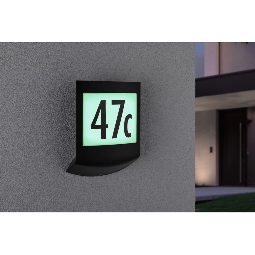 Paulmann 94513 - RGBW LED/8,2W IP44 Apgaismota mājas numura plāksne ar regulējamu spilgtumu un krēslas sensoru PADEA 230V antracīts