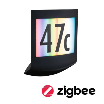 Paulmann 94513 - RGBW LED/8,2W IP44 Apgaismota mājas numura plāksne ar regulējamu spilgtumu un krēslas sensoru PADEA 230V antracīts