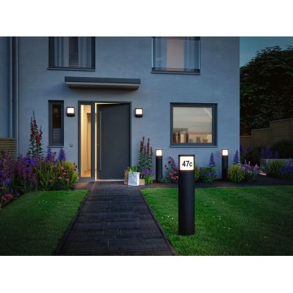 Paulmann 94514 - LED/8,5W IP44 Regulējams mājas numura apgaismojums ar kustības un krēslas sensoru PADEA 230V antracīts