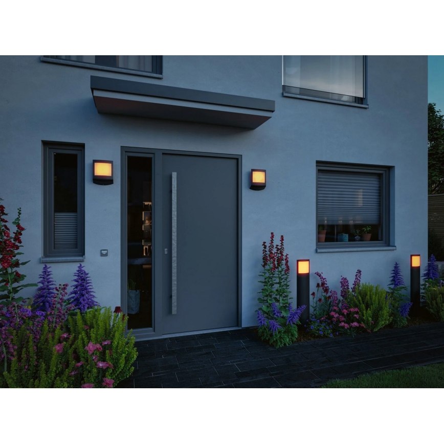 Paulmann 94515 - LED/8,5W IP44 Regulējama āra lampa antracīta krāsā ar kustības un krēslas sensoru PADEA 230V