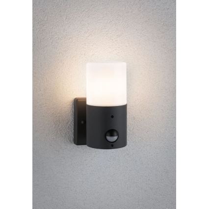 Paulmann 94648 - 1xE27/15W IP44 Āra sienas lampa ar sensoru TUBS 230V