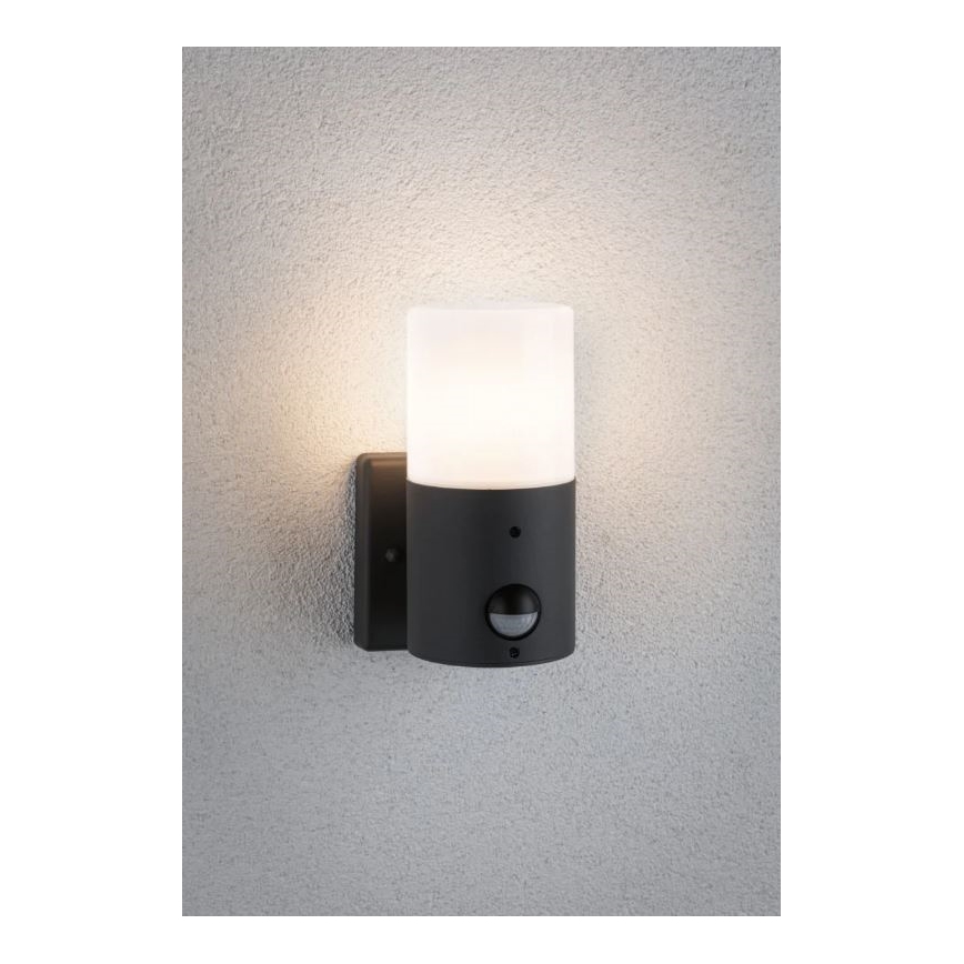 Paulmann 94648 - 1xE27/15W IP44 Āra sienas lampa ar sensoru TUBS 230V